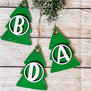 Christmas Tree Gift Tags, Personalized Tree Ornament, Initial Stocking Tag, Gift Basket Tag, Rustic Holiday Decor, Rustic Christmas Ornament image 6