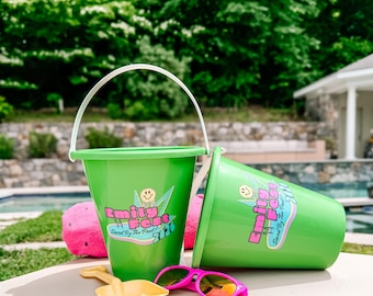 Personalized Beach Pail Sand Bucket Party Favor, Custom Gift, Beach Pool Party, Summer Outdoor Toy for kids,