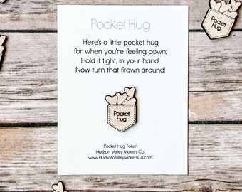 Pocket Hug Token met kaart, Party Favor voor kinderen, Easter Egg Stuffer, klas Valentijnsdag, aan je denken, beter worden, sterfgeval, liefde