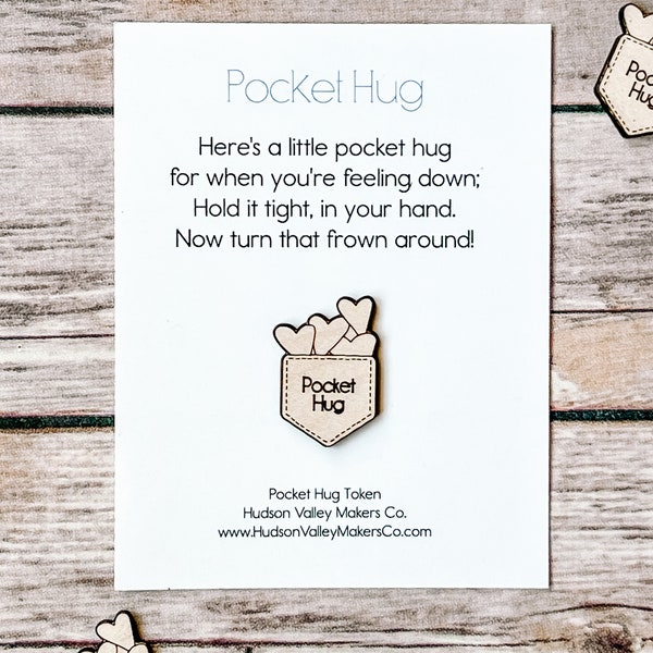 Pocket Hug Token with card, Party Favor for Kids, Easter Egg Stuffer, classroom valentines, thinking of you, get well, bereavement, love