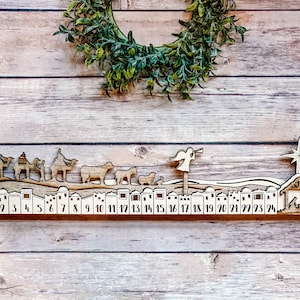 Nativity Advent Calendar, Wooden Scene, Christmas Countdown Mantle Decor, Religious Decor, Nativity Set Handmade, Reusable for kids, adults image 1