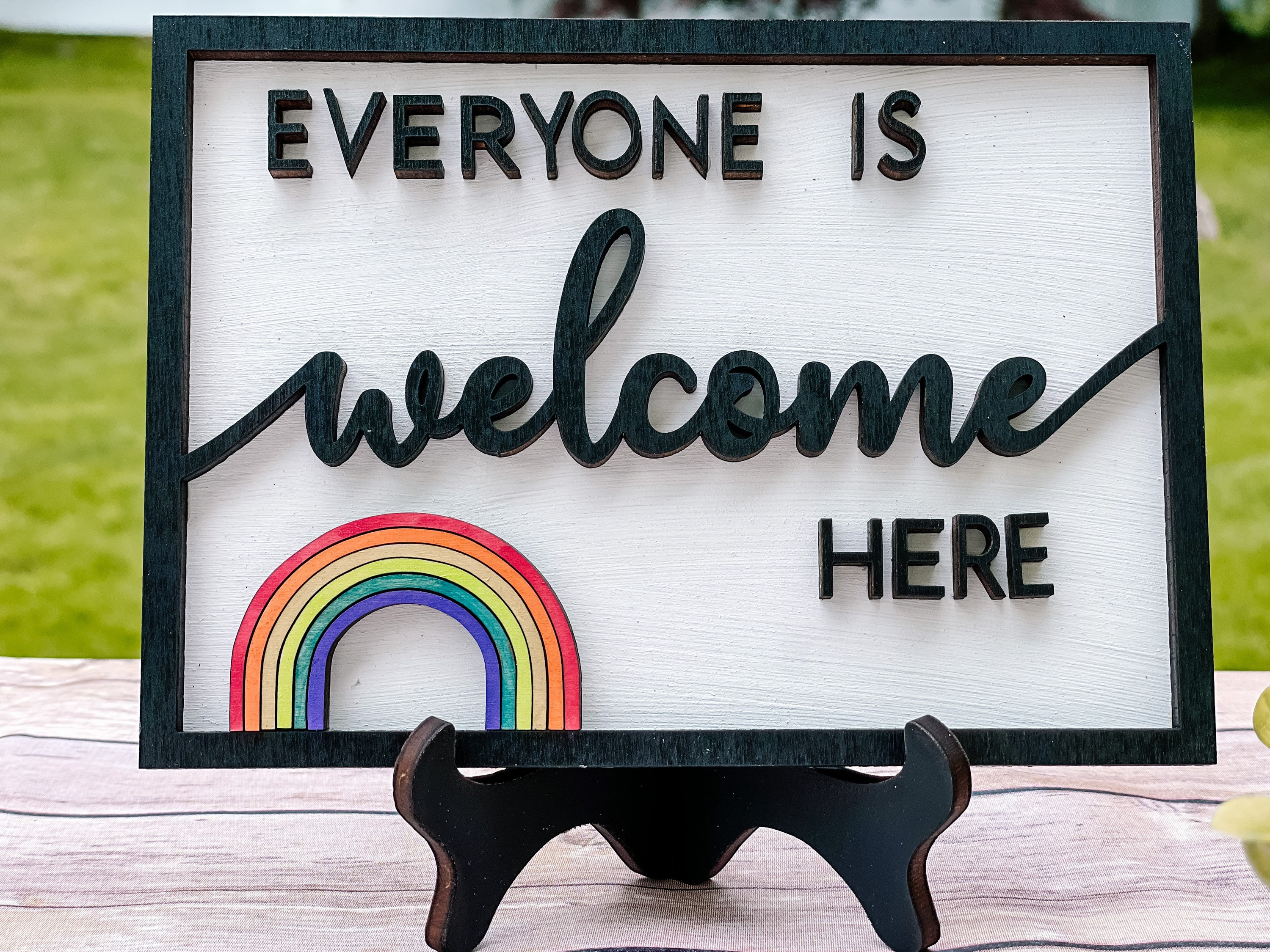 Everyone is Welcome Here Sign Door Hanger LGBTQ Art Pride | Etsy