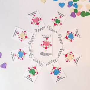 10 Valentine’s Favor For Kids, Seed Paper Valentine, Class Valentines, Seed Paper Hearts, Friendship Valentine, eco friendly, plantable gift