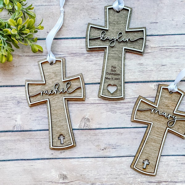 Personalized Wood Cross Wall Decor, Baptism Gifts, Communion Gift, Confirmation Gift, Wedding, Religious Easter Gift, New Baby, Wedding Gift
