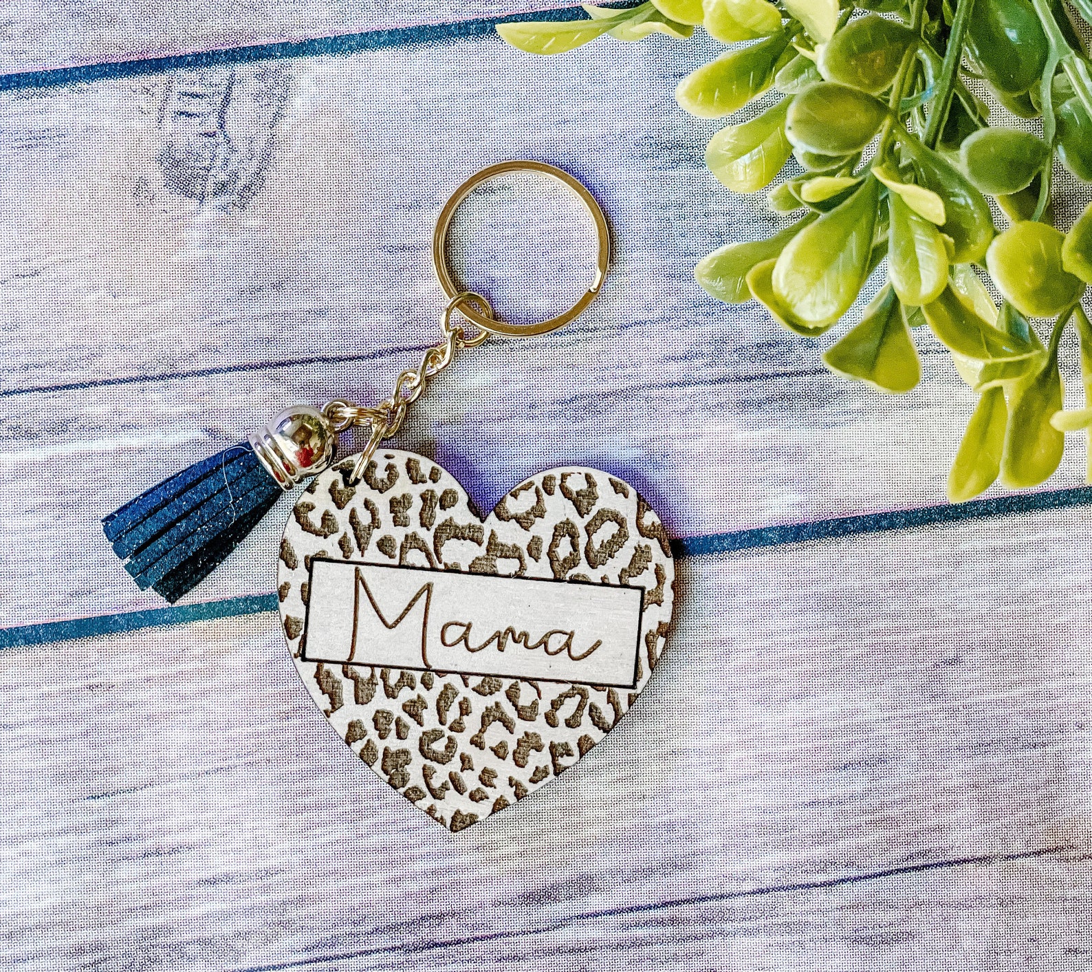 Personalized Leopard Print Keychain Heart Keychain Keychains Etsy