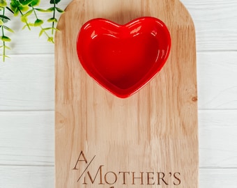 A Mother’s Love, Mother’s Day Gift, Snack Board with Heart Shaped Bowl | Chip and Dip Tray | Breakfast in Bed for Mom | Heart of the Family