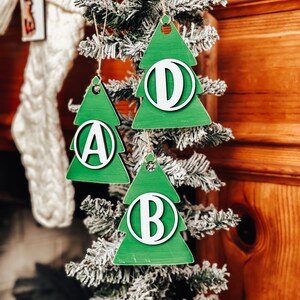 Christmas Tree Gift Tags, Personalized Tree Ornament, Initial Stocking Tag, Gift Basket Tag, Rustic Holiday Decor, Rustic Christmas Ornament image 4