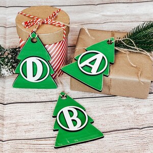 Christmas Tree Gift Tags, Personalized Tree Ornament, Initial Stocking Tag, Gift Basket Tag, Rustic Holiday Decor, Rustic Christmas Ornament image 7