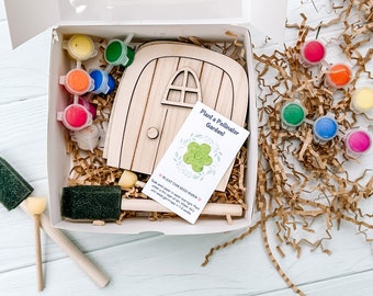 Kit de création de porte de fée, panier de Pâques, articles de fête pour enfants, porte lutin, kits de peinture à monter soi-même pour les fêtes, cadeau nature pour enfants