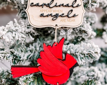 Ornement commémoratif aux cardinaux fait main, cadeau de deuil pour les proches, décoration d'arbre de Noël, les cardinaux apparaissent lorsque les anges sont proches, perte