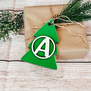 Christmas Tree Gift Tags, Personalized Tree Ornament, Initial Stocking Tag, Gift Basket Tag, Rustic Holiday Decor, Rustic Christmas Ornament image 5