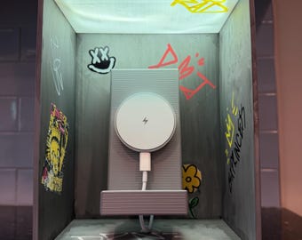 Retro Pay Phone Cellphone Charger and Nightlight, Graffiti Art, MagSafe for iPhone android, payphone charging station, LED light