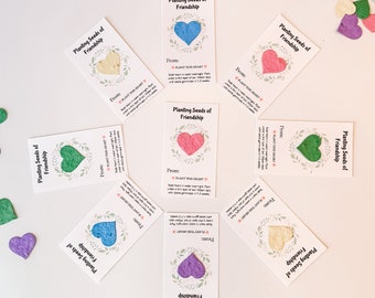 10 Seed Paper Favor, Seed Paper Hearts, Party Favor for kids, eco friendly, plantable gift, Mothers Day, Graduation Hand Out, Earth Day