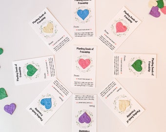 10 Valentine’s Favor For Kids, Seed Paper Valentine, Class Valentines, Seed Paper Hearts, Friendship Valentine, eco friendly, plantable gift