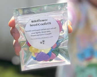 Wildflower Seed Confetti Gift, Basket Stuffer for kids, Plantable Seed Paper Favor, eco friendly, Pollinator Seeds, Gardener Gift for mom