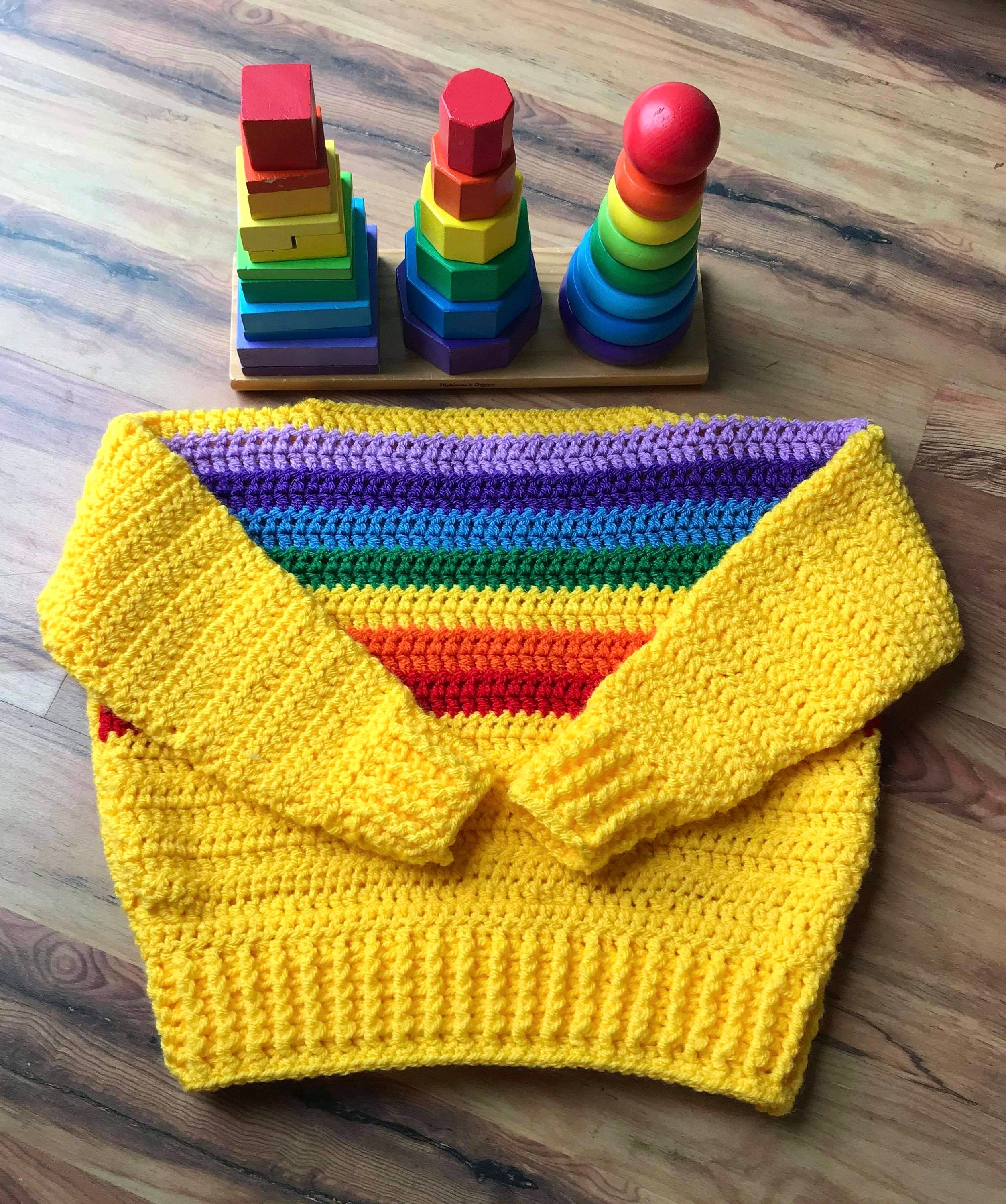 Childrens Unisex Rainbow Jumper Handmade Crochet 35 Years Etsy