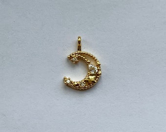 Gold Plated Crystal Moon Charms