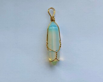 Gold Wire Wrapped Moonstone Pendant