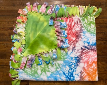 Tie Dye - 48"W x 60"L Handmade Fleece Tie No Sew Blanket - Double Thick Fleece Throw Blanket - 100% Custom Made!