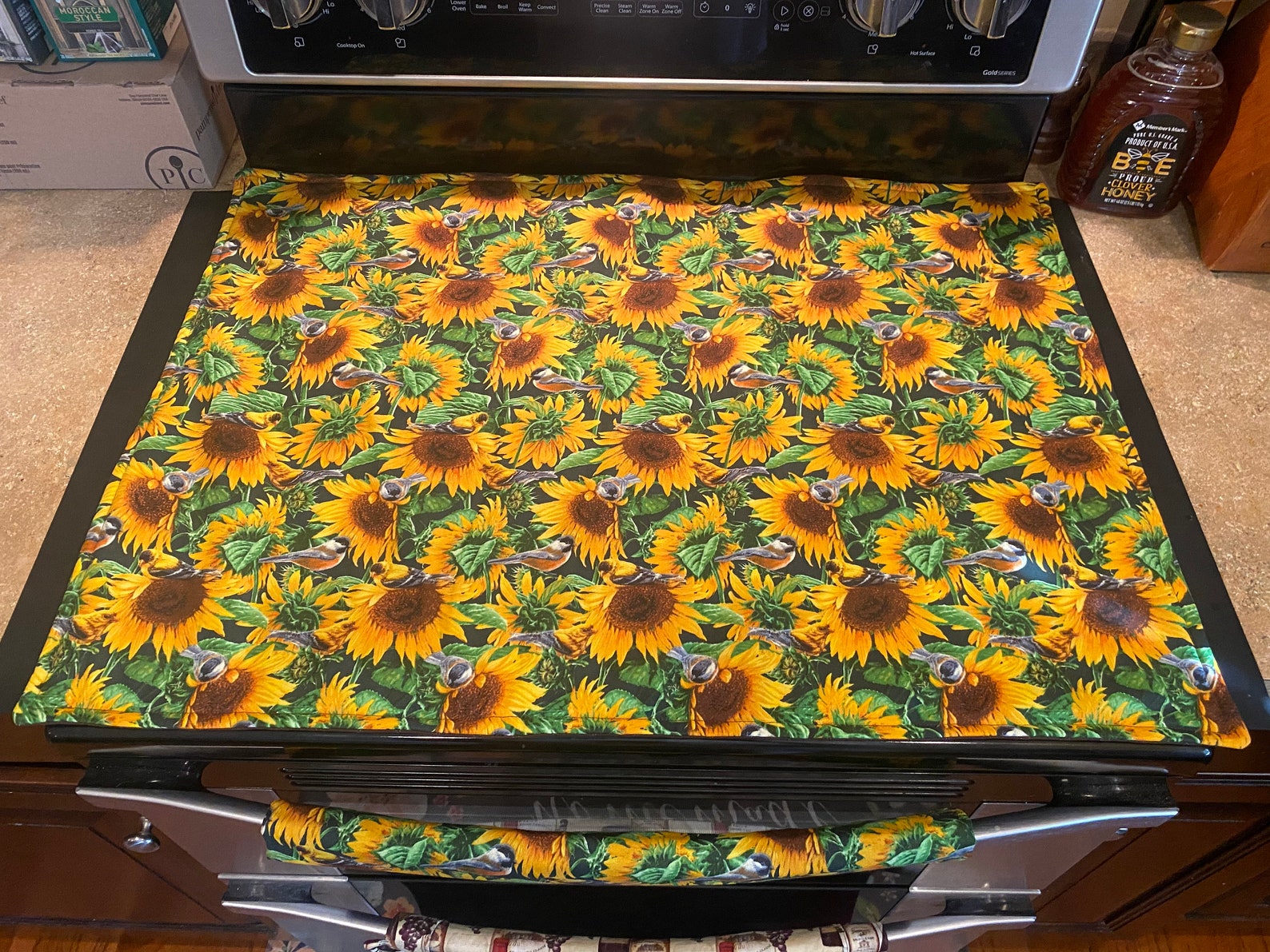 Sunflowers Stove Top Cover and Oven Handle that Protects Your Etsy