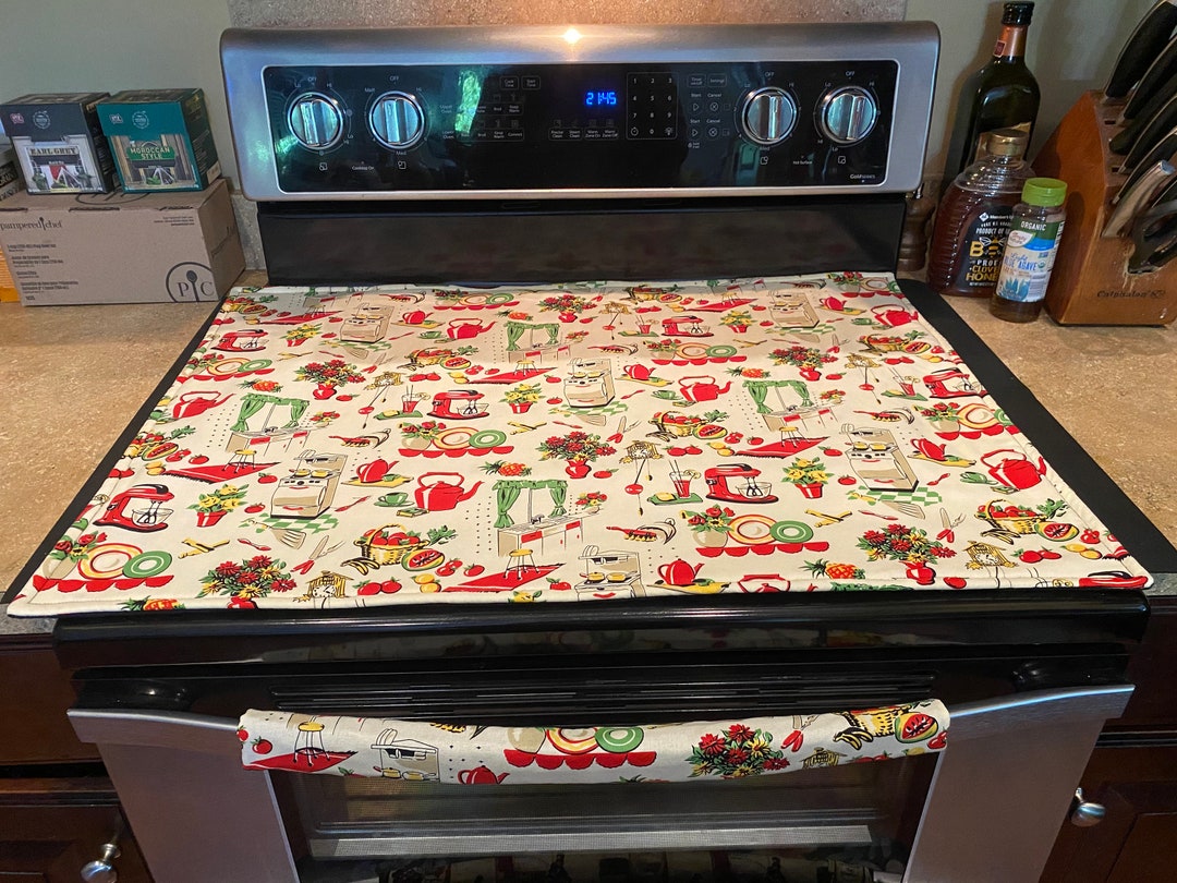 Vintage Kitchen Stove Top Cover With or Without Oven Handle That Protects Your Ceramic Glass Top