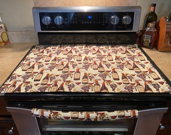 Wine & Grape Stove Top Cover With or Without Oven Handle That