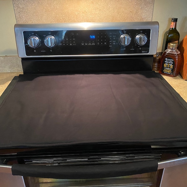 Plain Colored Stove Top Cover with or without Oven Handle that Protects Your Ceramic Glass Top and Handle - Reversible Quilted Backside