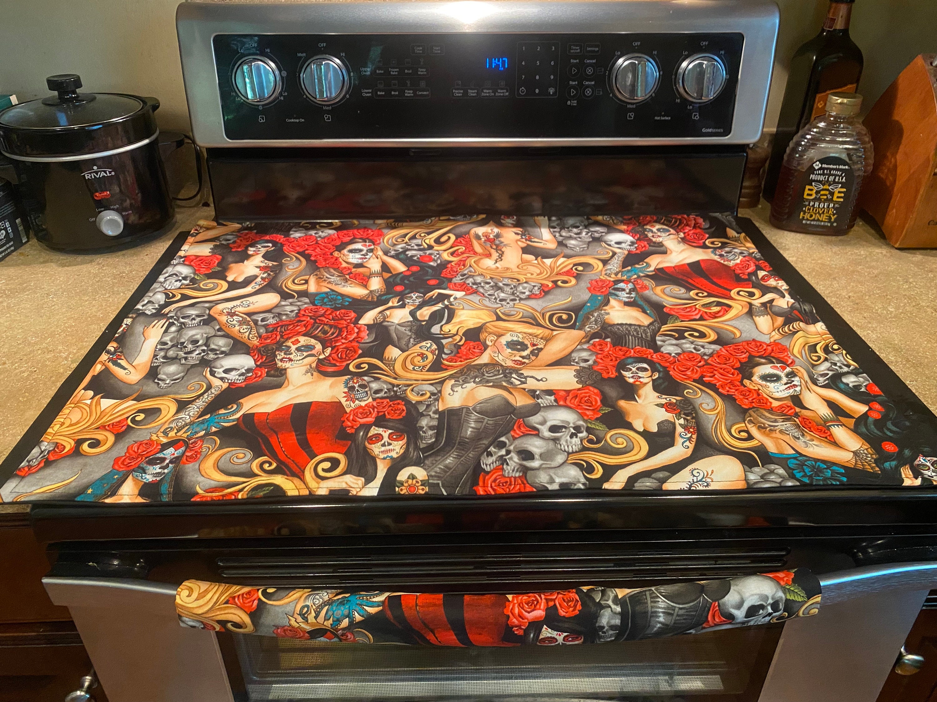 Painted Ladies Stove Top Cover With or Without Oven Handle That