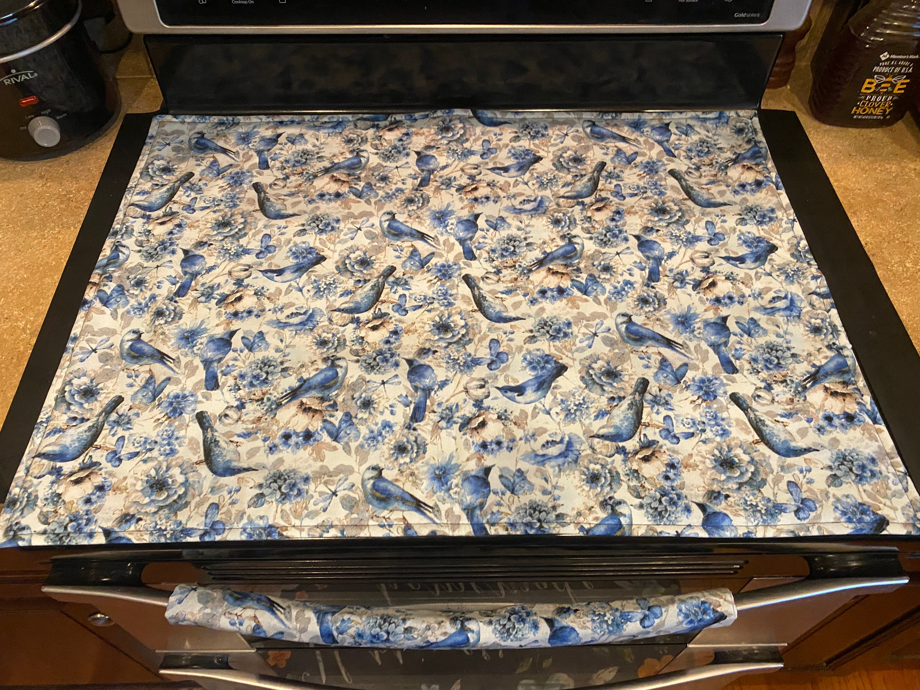 Blue Bird Stove Top Cover With or Without Oven Handle That