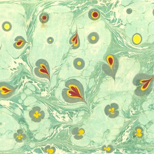 Original Marbling Paper, Turquoise Marbling Paper With Heart, Marbling Art,Wall Art,Turkish Ebru Art, Marble Art,Abstract Wall Art