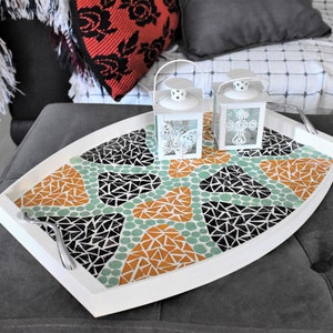 Leopard Design Tray,Handmade Mosaic Tray,Animal Design Tray,Mosaic Serving Tray,Decorative Tray,Hand Cut Mosaic Serving Tray,Home Gift