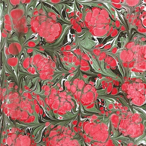 Printible Marbling, Abstract Marbling Paper, Wall Art,Handmade Ebru Paper,Turkish Ebru Art,Green Red Marbling Paper,Abstract Paint
