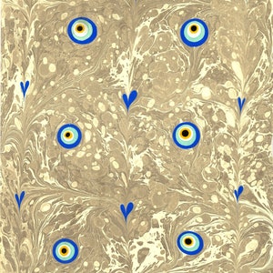 Printible Marbling, Evil Eye Marbling Paper With Gray Ground, Wall Art,Handmade Ebru Paper,Turkish Ebru Art,Evil Eye Paint,Marbling Art