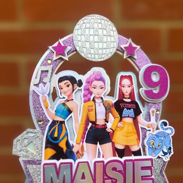 Custom 3D Layered Kpop Demon Hunters Cake Topper /Any name and age