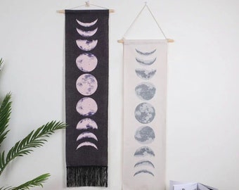 Lunar Moon Phase Wall Hanging, Moon Phase Wall Tapestry, Wall Decor, Moon Wall Hanging, Moon Wall Art