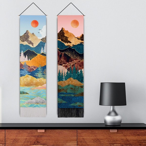 Mountain Tapestry,  Sunrise Tapestry, Sunset Tapestry,  Mountain Wall Hanging, Forest Tapestry, Moon Tapestry,  Nature Landscape Tapestry