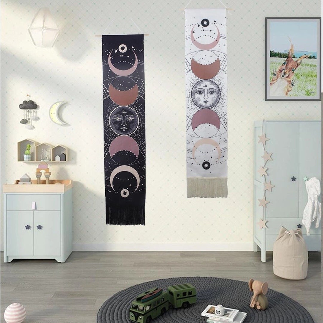 Moon Phase Wall Tapestry, Wall Decor, Moon Wall Hanging, Moon Wall Art ...