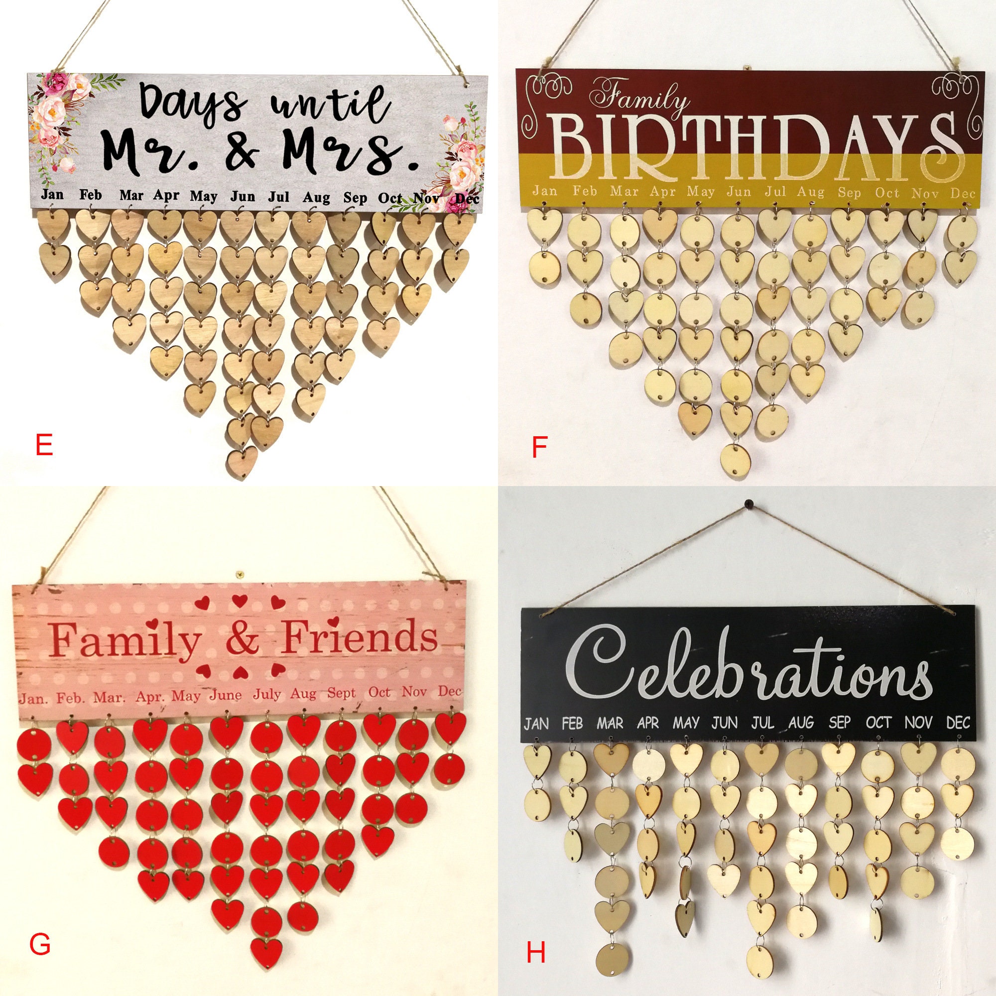 Calander Signs Personalised Wooden Birthday Calendar, Family Calendar, Birthday ...