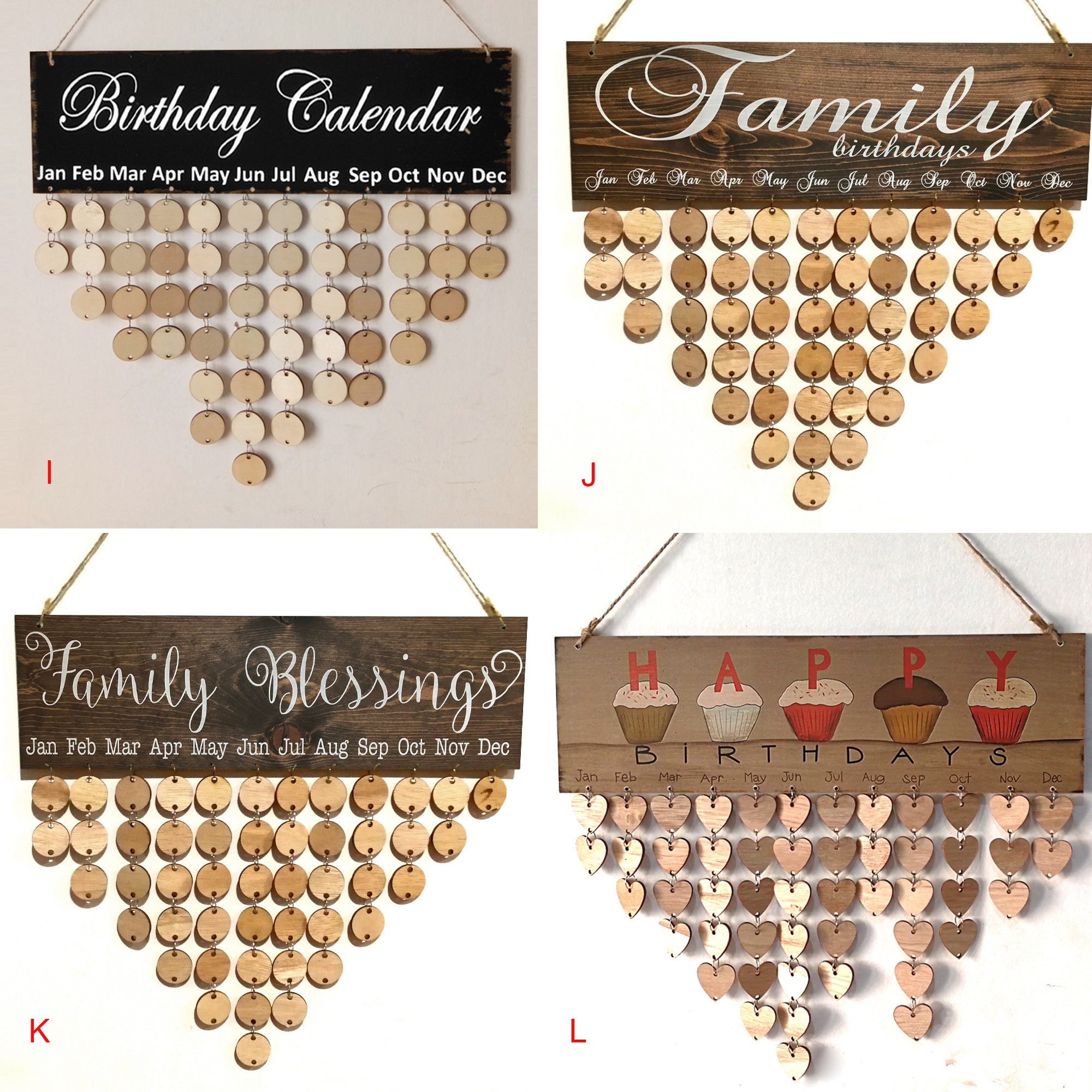 Calander Signs Personalised Wooden Birthday Calendar, Family Calendar, Birthday ...
