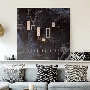 Stock Market Art | Candlestick Marble - Morning Star | Canvas Art | Office Decor | Investor | Bitcoin | Crypto | Day Trader | Gift