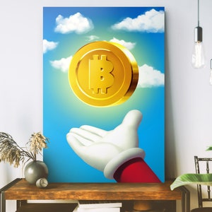 Bitcoin Art | Canvas Art | Pop Art | Wall Art | Office Decor | Investor | Cryptocurrecy |  Day Trader | Gift