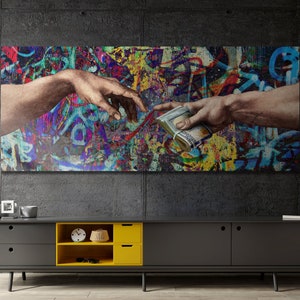 The Divine Transaction | Canvas Art | Wall Art | Office Decor | Investor | Stock Market | Money | Graffiti | Day Trader | Wall Street | Gift
