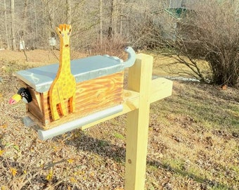 Safari themed mailbox/decorative box, or you have he options to have a birdhouse safari themed created