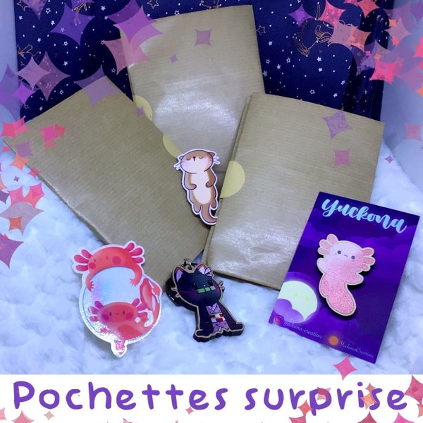 Pochette surprise - cadeau - idée cadeau || sticker - Autocollant - porte-clefs - Yuckona Creations