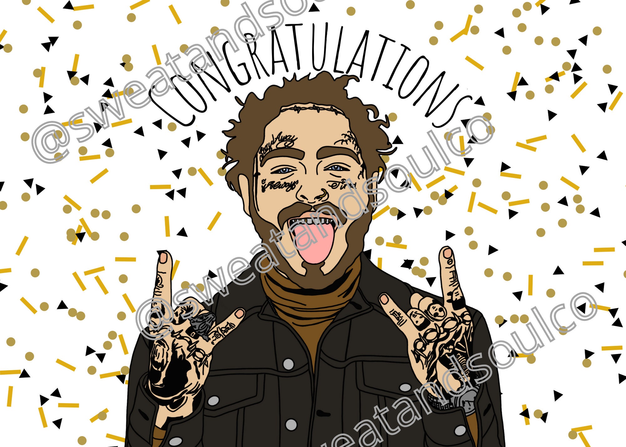 Digital Print Graduation/congratulations Card post Malone, Graduation