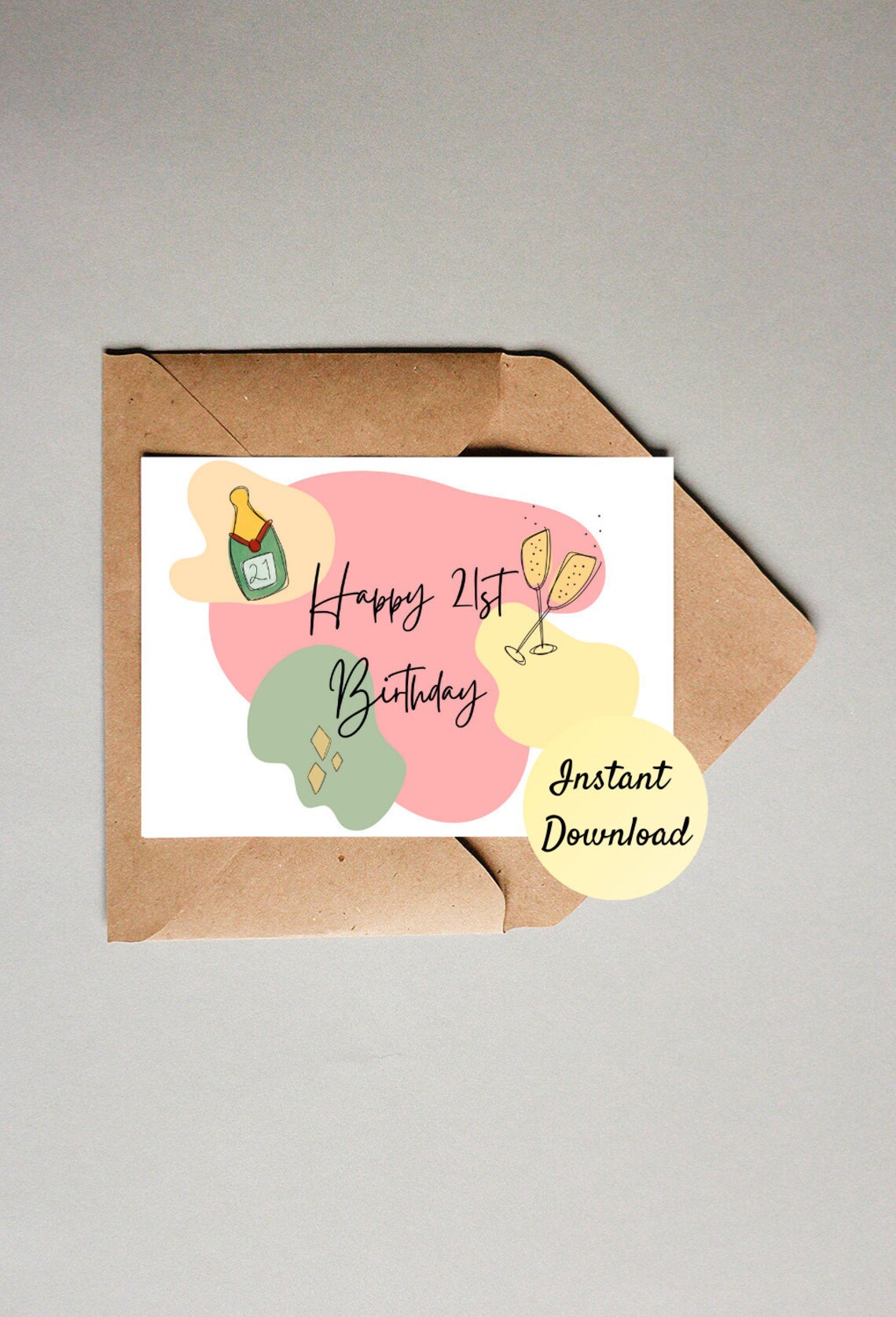 Digital Print 21st Birthday Card for Girl 21st Birthday - Etsy