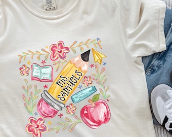 Personalized Teacher Shirt | Custom Name Tee | Back To School T-Shirt | Teacher Gift Shirt | Cute School Graphic Tee