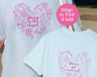 Comfort Colors Bachelorette Shirt, Personalized Going to the Chapel Gonna Get Married Shirt, Doodle Coquette Aesthetic, Wedding Bride Tshirt