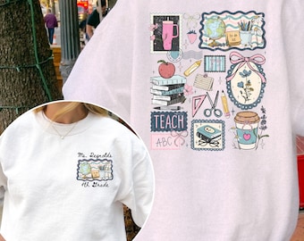 Customizable Teacher Sweatshirt | Teacher Life Collage | Teacher Appreciation Week Gift | Back To School Shirt | Teach Sweatshirt