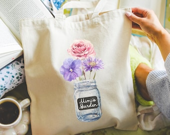 First Time Grandma Gifts | Grandma Tote Bag | Personalized Mother In Law Gift | Mother's Day Gift | Grandma's Garden | Gift From Grandkids